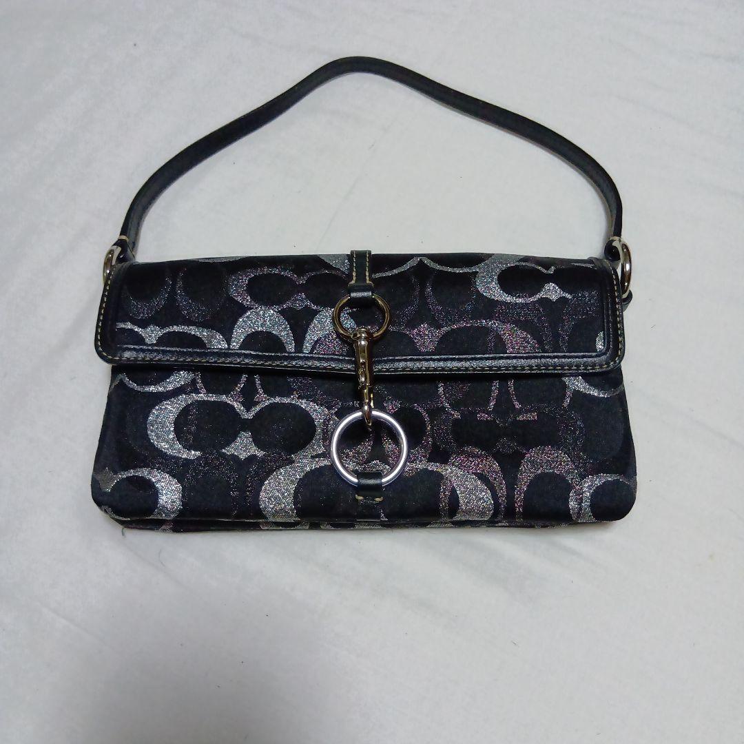 COACH ワンハンドルミニバッグ 黒×シルバーシグネチャー