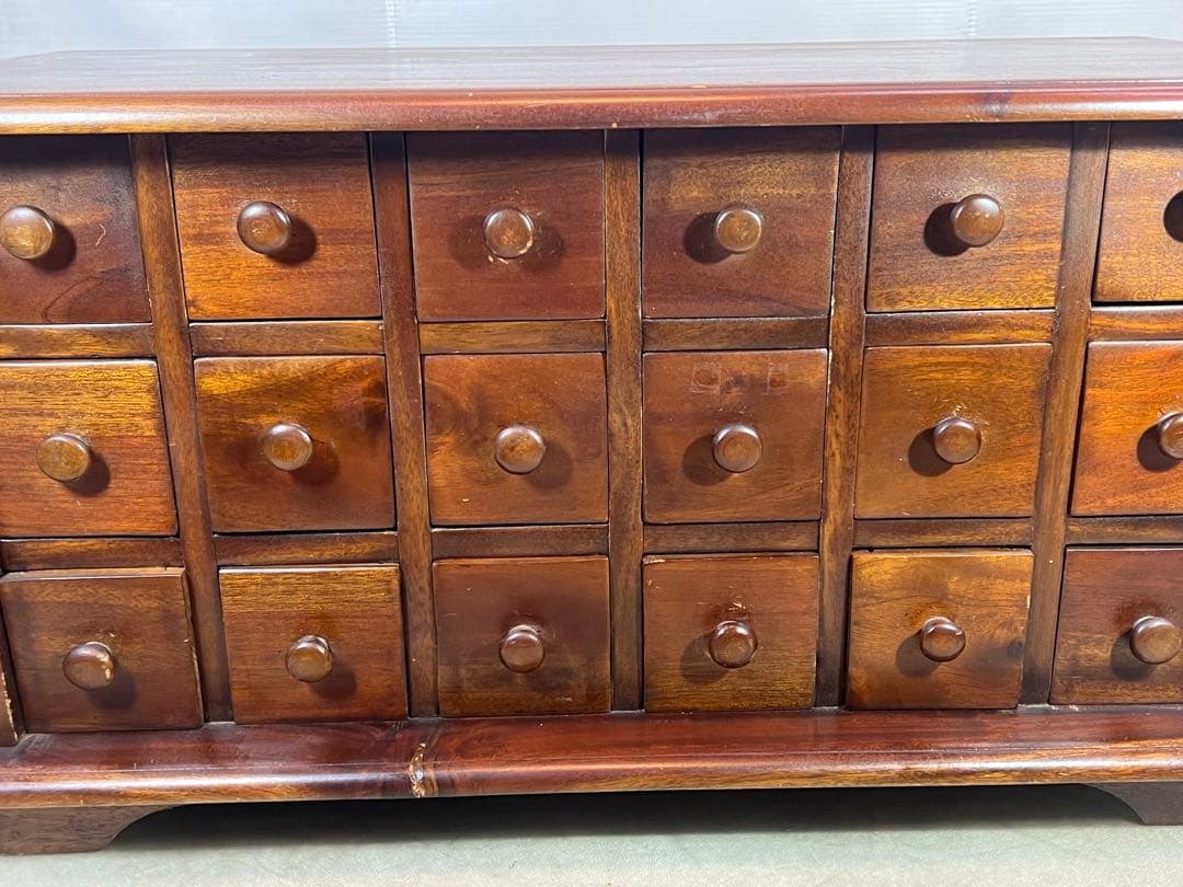 薬箱 アンティーク ヴィンテージ キャビネット3段 収納 引き出し 和風チェスト