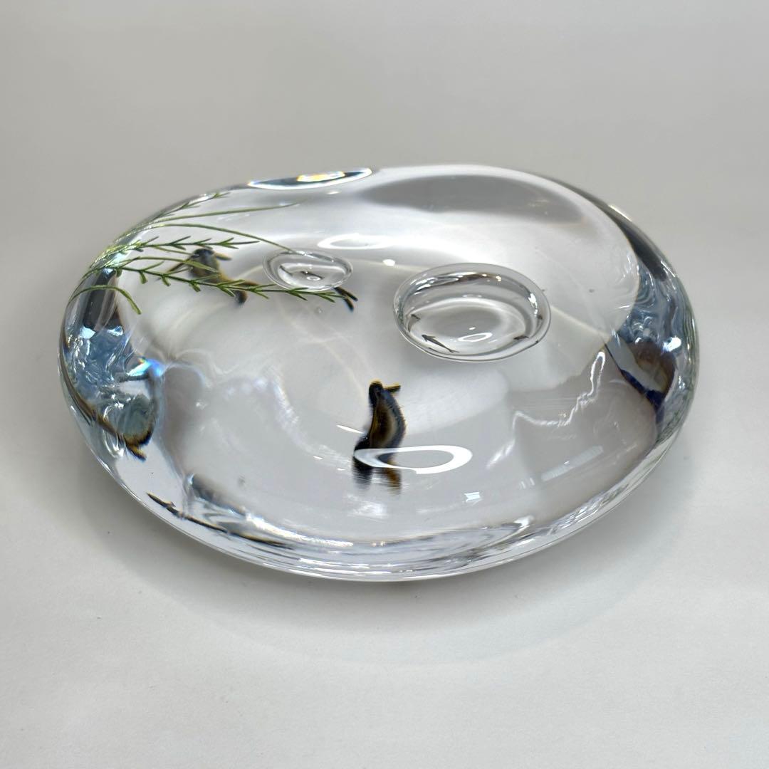 久保裕子さん作　ガラス　鮎　水草　ペーパーウェイト　文鎮　オブジェ　ハンドメイド