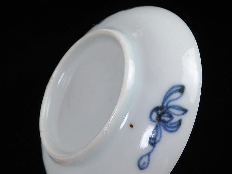 古伊万里　染付　鳥に草花紋の図　豆皿　A802AS-fbgd