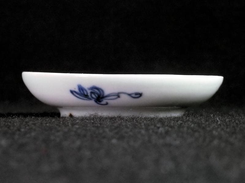 古伊万里　染付　鳥に草花紋の図　豆皿　A802AS-fbgd