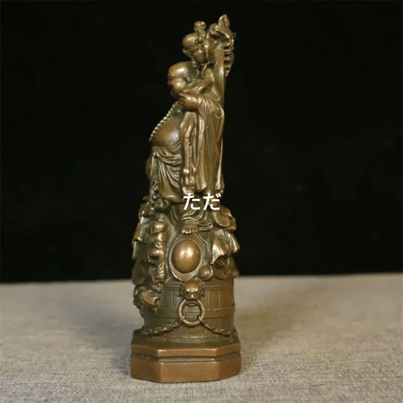 仏教美術品 五子弥勒仏 大腹笑仏 応接間 仏堂 卓上 置物 銅製品 工芸品
