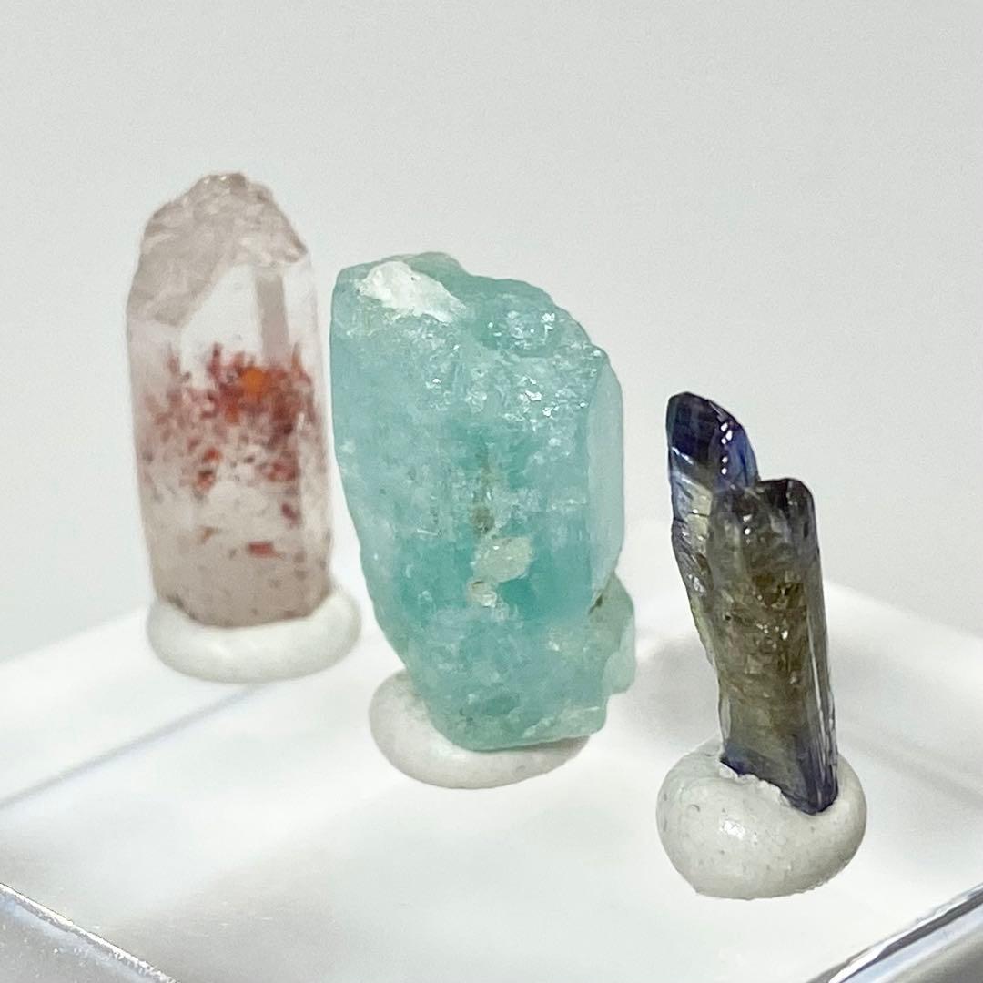 ベリル　タンザナイト　クォーツ　鉱物標本　原石　3点セット　天然石　ストーン
