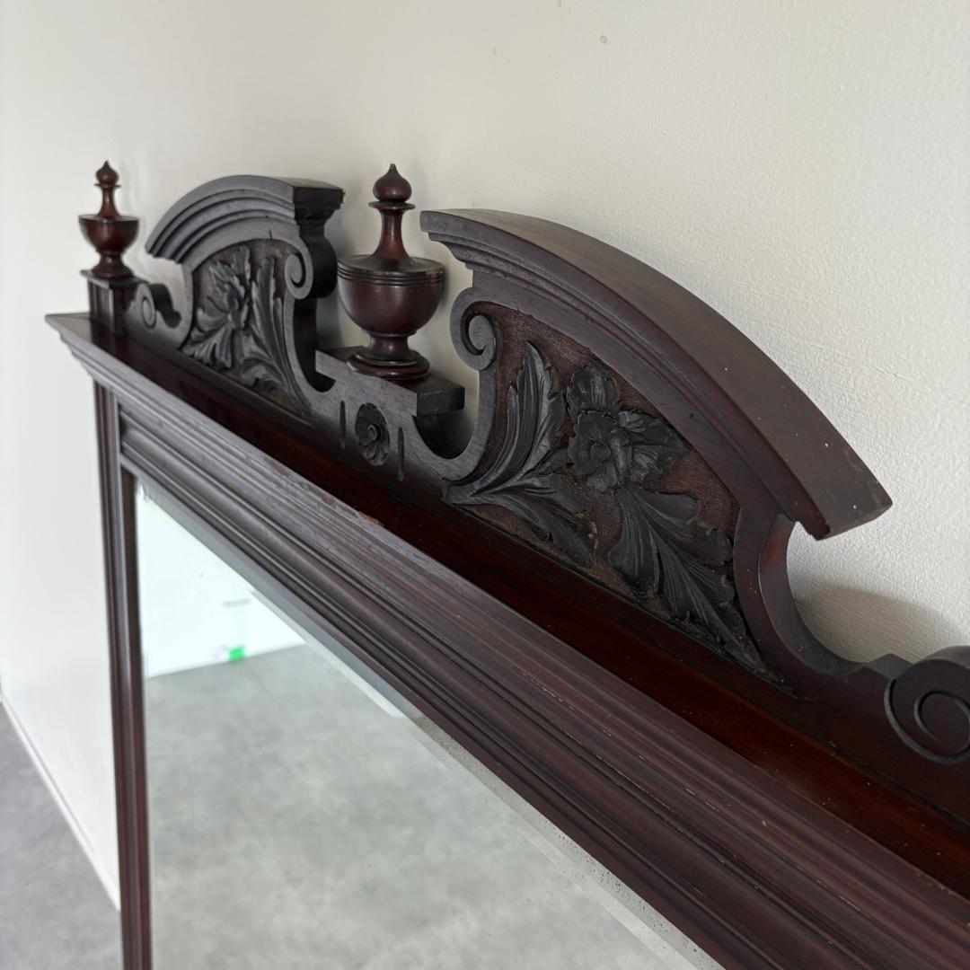 大きめ 英国ア ンティーク ミラー ペディメント装飾×ヴィクトリアン