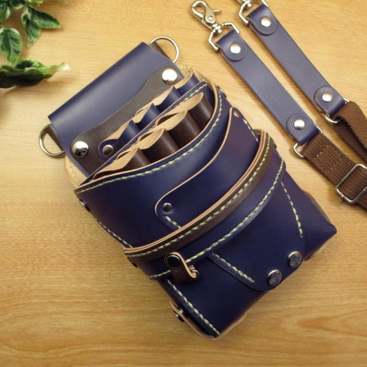 【トリマー向き】 ネイビー＆焦げ茶　８丁　シザーケース　TSC-13/CNA