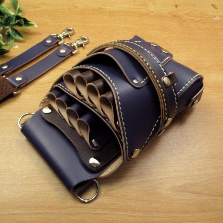 【トリマー向き】 ネイビー＆焦げ茶　８丁　シザーケース　TSC-13/CNA