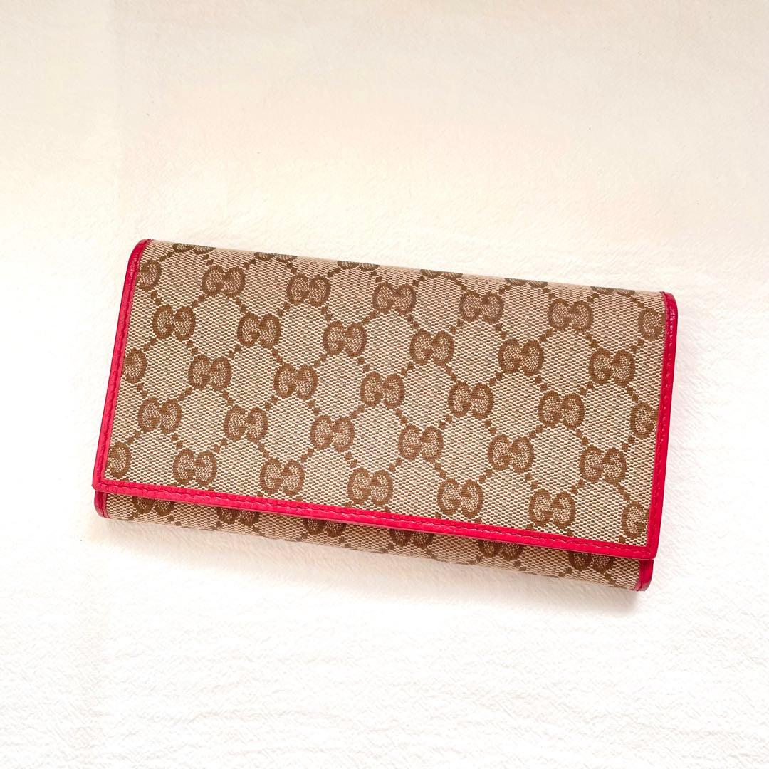 GUCCI グッチ　長財布　GG キャンバス　美品　2つ折り財布　1221-④