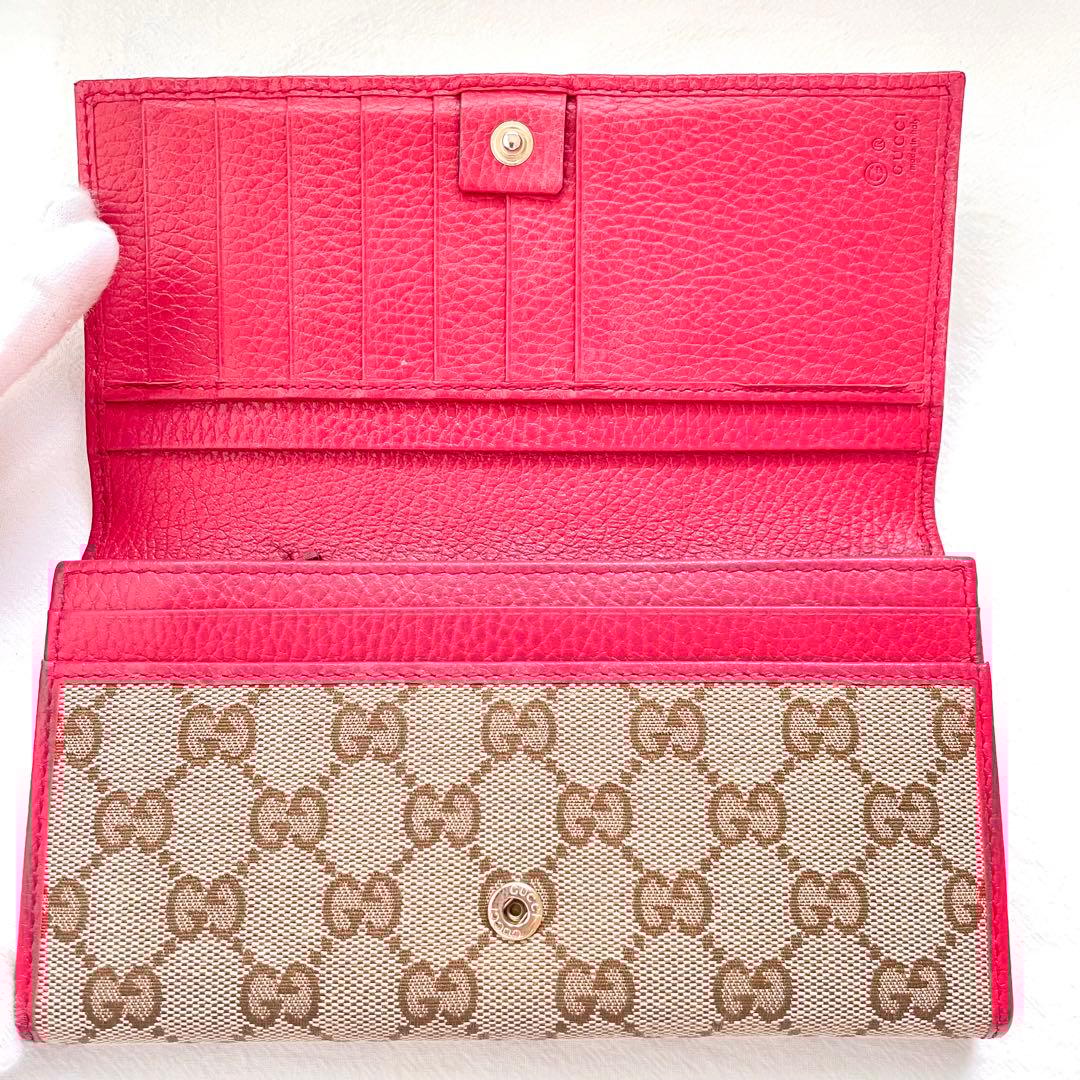 GUCCI グッチ　長財布　GG キャンバス　美品　2つ折り財布　1221-④