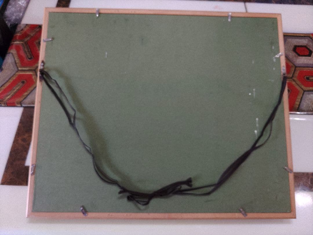 油彩画　入江の風景　作者不明　サイン有り