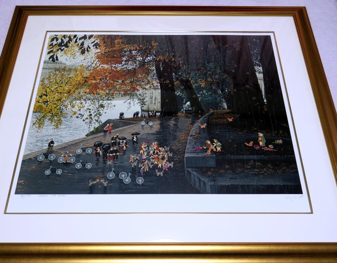 【ヒロ・ヤマガタ】　セーヌ川にて　シルクスクリーンシート　山形博導　額装可