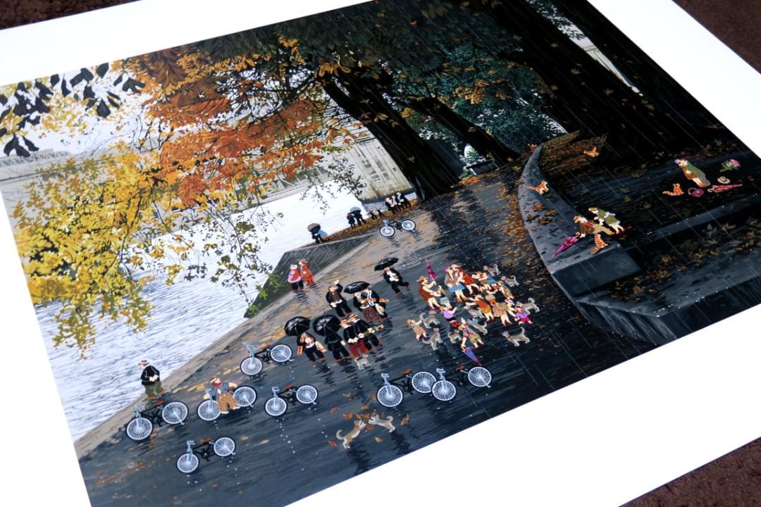 【ヒロ・ヤマガタ】　セーヌ川にて　シルクスクリーンシート　山形博導　額装可