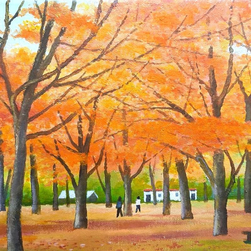 ☆伊藤正一☆「 紅葉の円山公園」　F3号サイズ　新品！