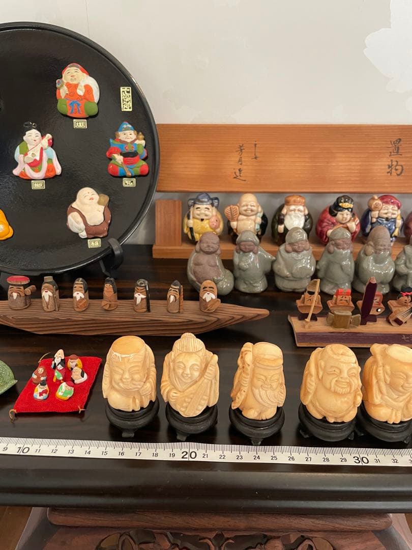 七福神　日本人形セット 伝統的な神様像　まとめ売り　芳月作　七福神　陶器