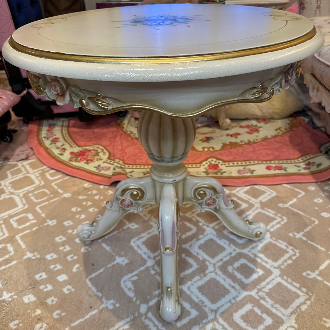 ロココ調 ラブテーブル白 ホワイト姫家具mayumiyamazaki777