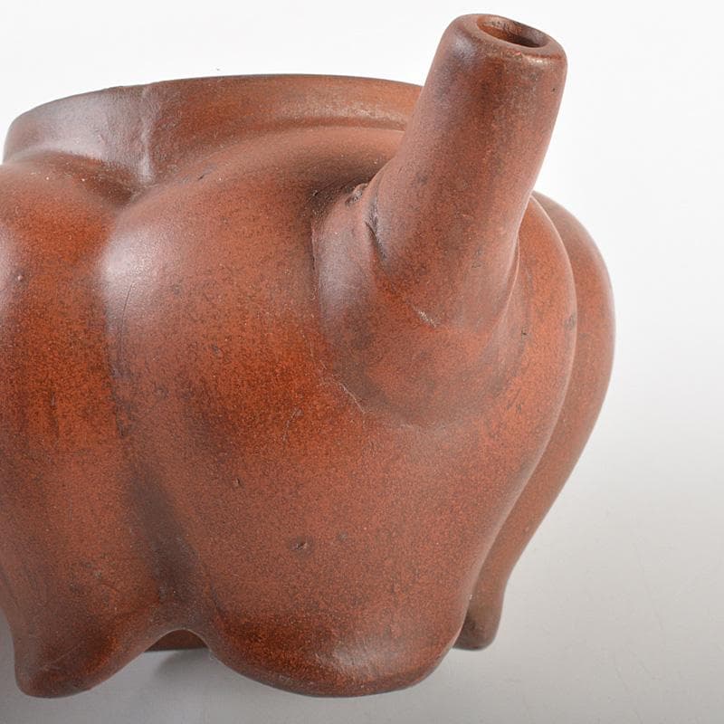 中国　 時大彬製　紫砂　朱泥　神獣持手　急須　茶壷　N　6696