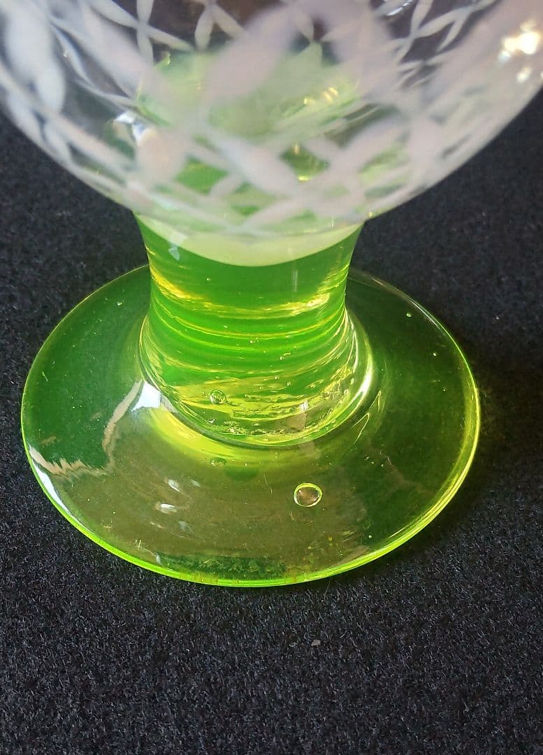 和ガラス　金赤縁七宝繋文　三色氷コップ　ウラン足　吹きガラス