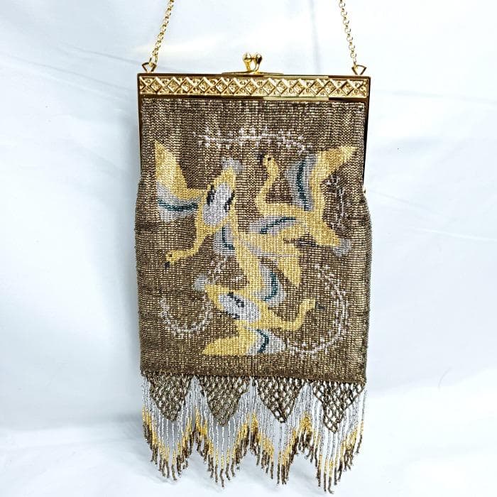 【美品】 TOKO silver アンティーク フリンジ メタルビーズ バッグ