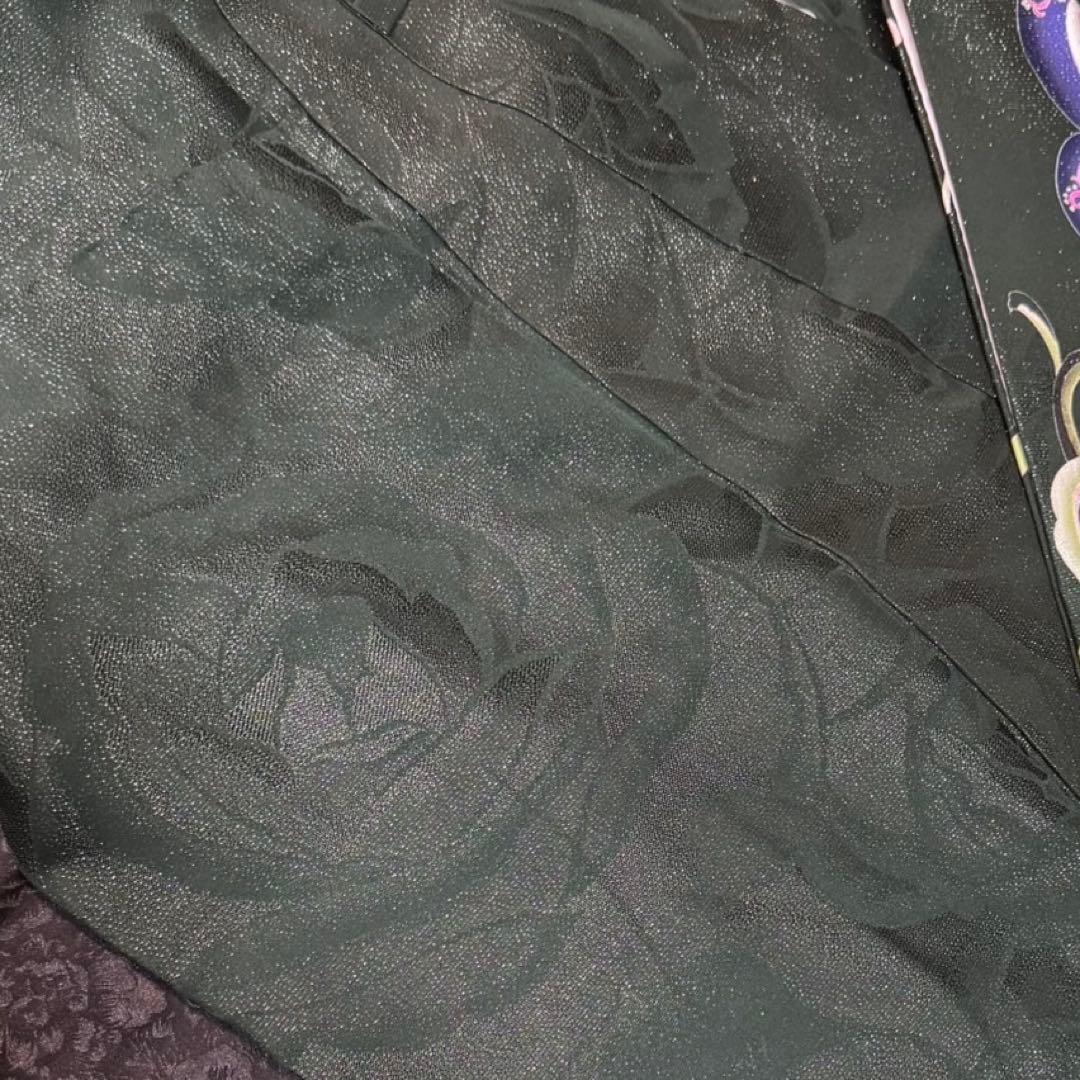 美品　薔薇　蝶　深緑　金彩　刺繍　ラメ　落款　逸品　フルセット　振袖　振り袖