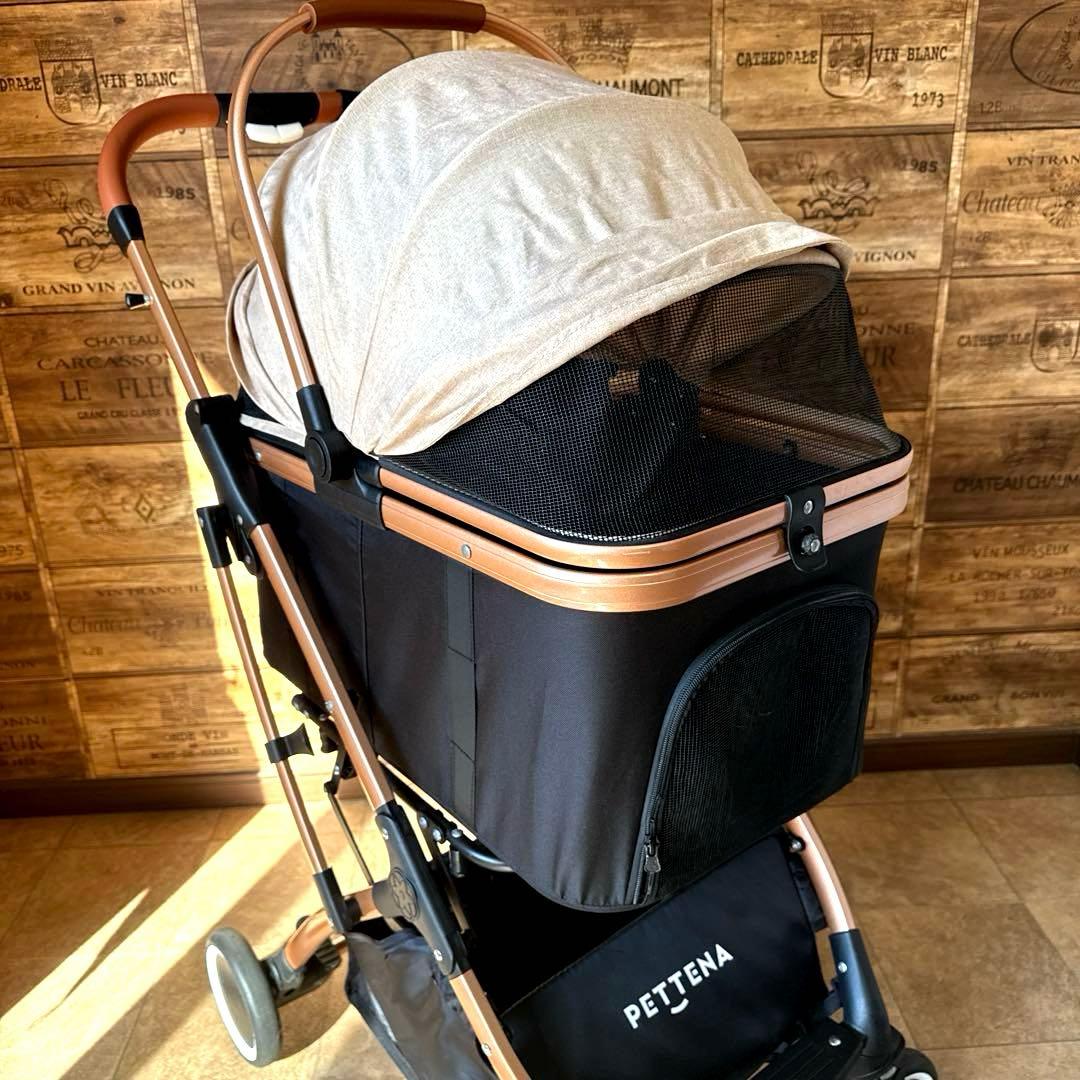 PETTENA 分離型 ペットカート 広い空間 自立可能 ワンタッチ折畳 軽量