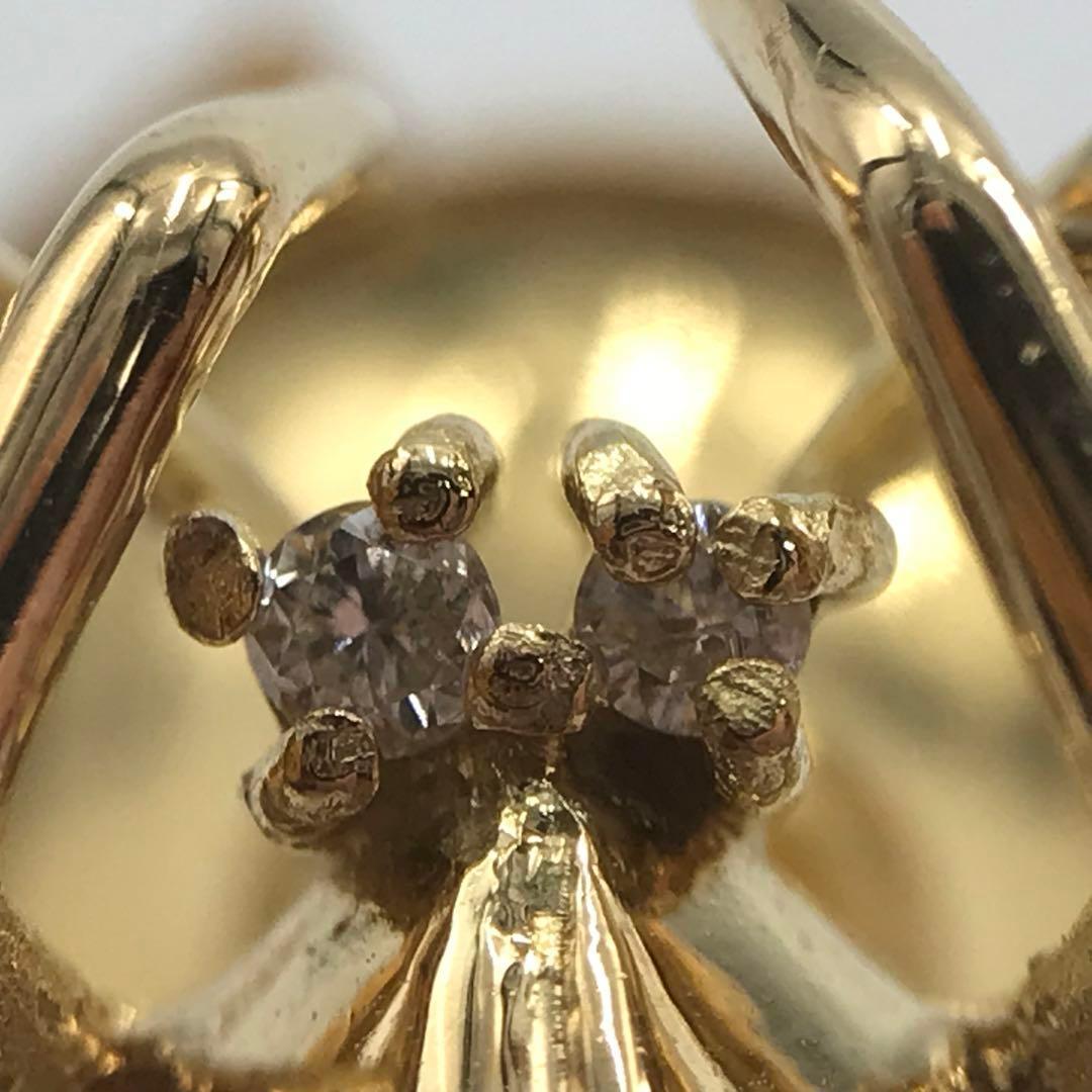 K18 ダイヤ0.02ct 蜘蛛 スパイダー パール ピンブローチ ゴールド