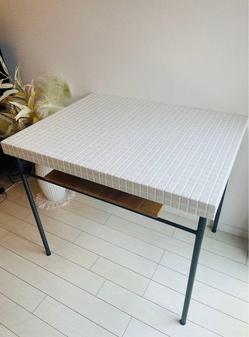 （美品）タイル加工 アイアンテーブル【国産オーダー家具 RUSTIC IRON】