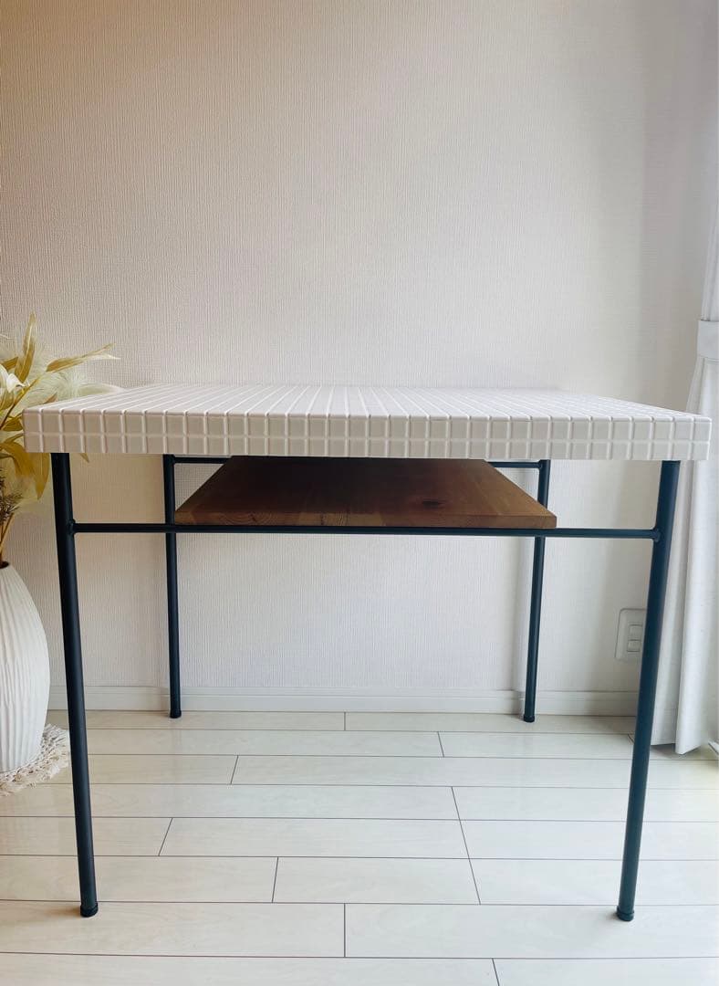 （美品）タイル加工 アイアンテーブル【国産オーダー家具 RUSTIC IRON】