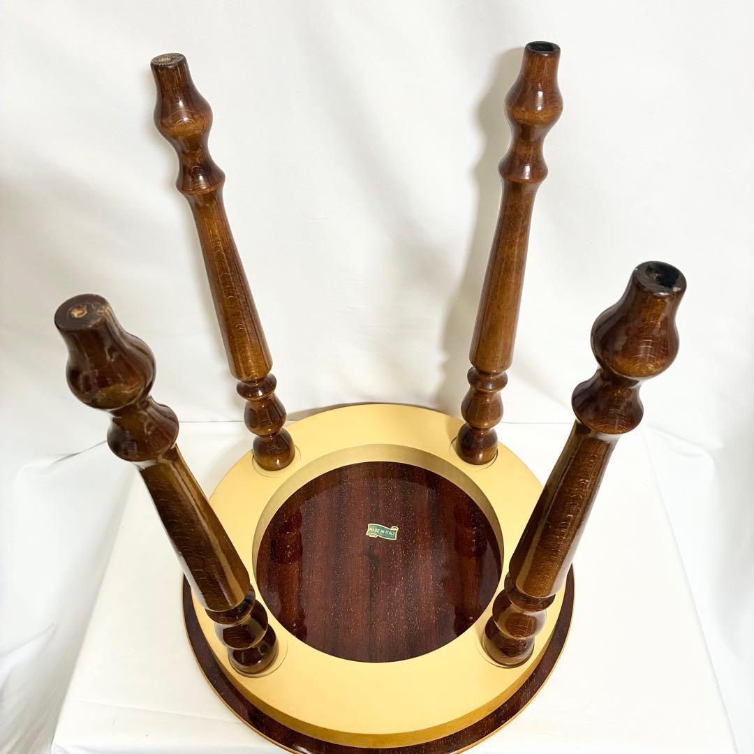 イタリア製 象嵌細工 サイドテーブル ヴィンテージ 艶あり 花柄