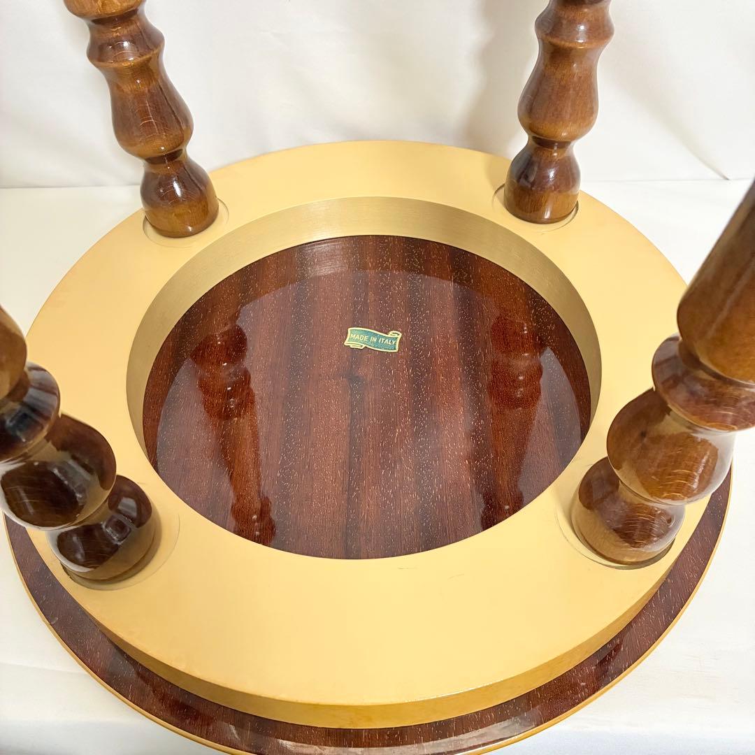 イタリア製 象嵌細工 サイドテーブル ヴィンテージ 艶あり 花柄