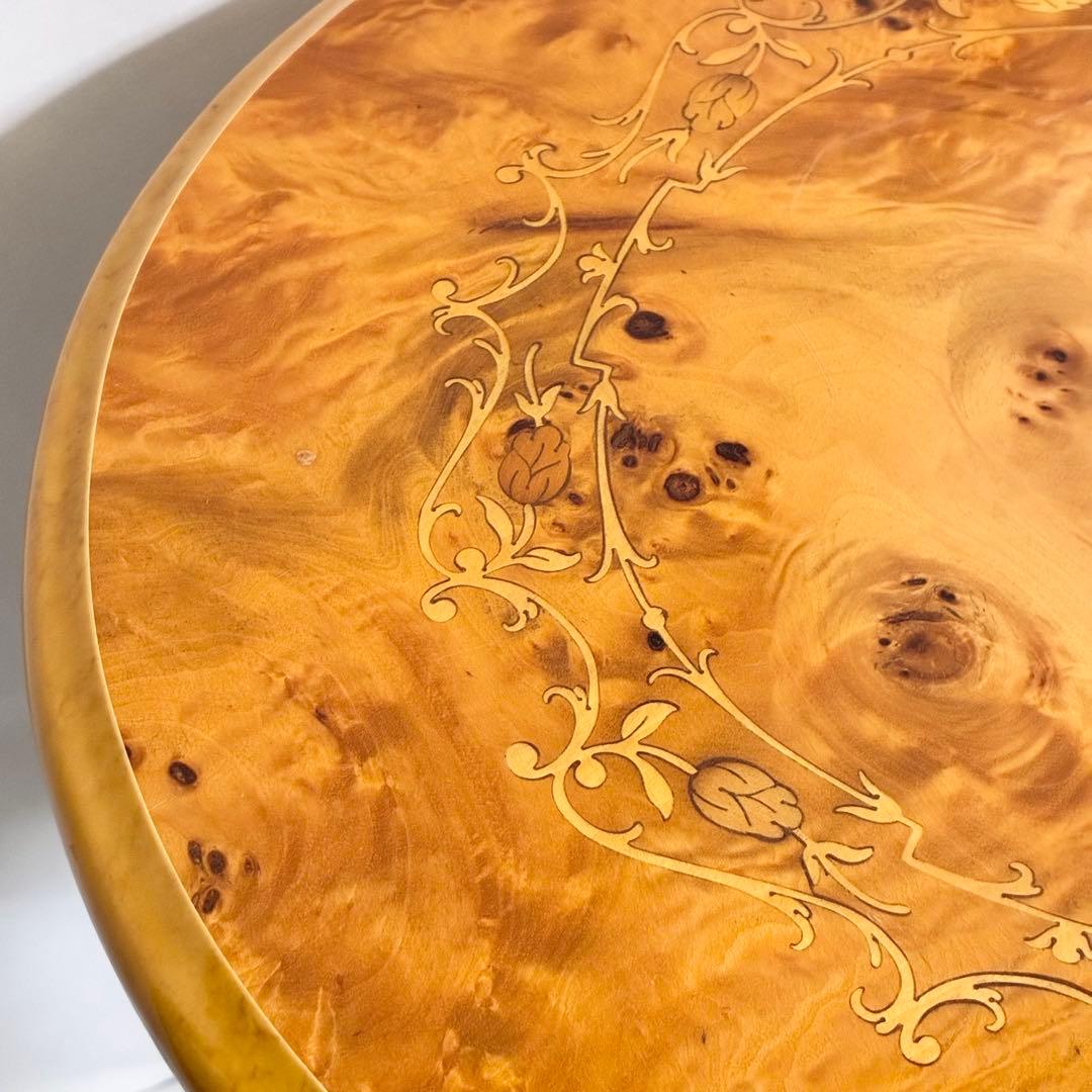 イタリア製 象嵌細工 サイドテーブル ヴィンテージ 艶あり 花柄