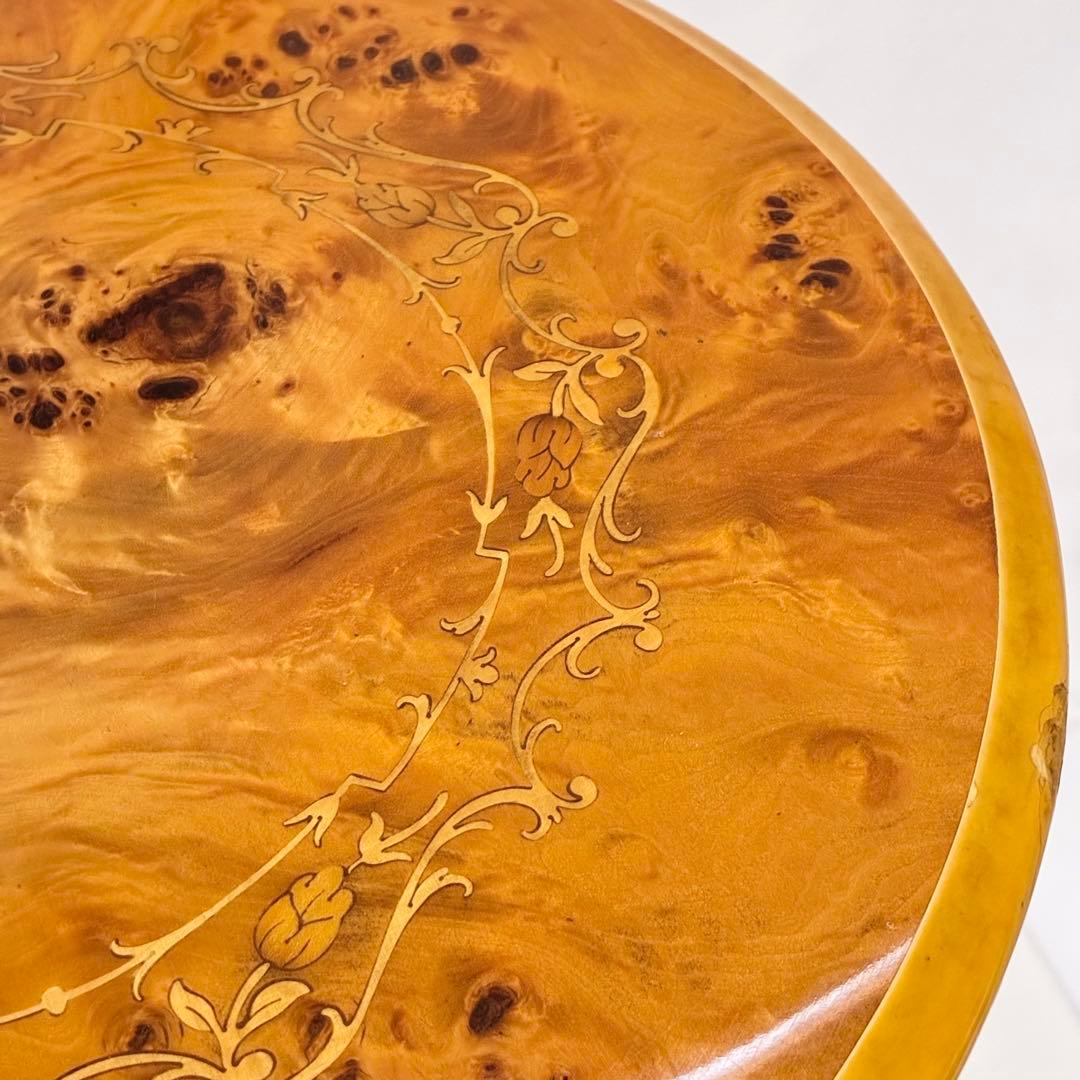 イタリア製 象嵌細工 サイドテーブル ヴィンテージ 艶あり 花柄