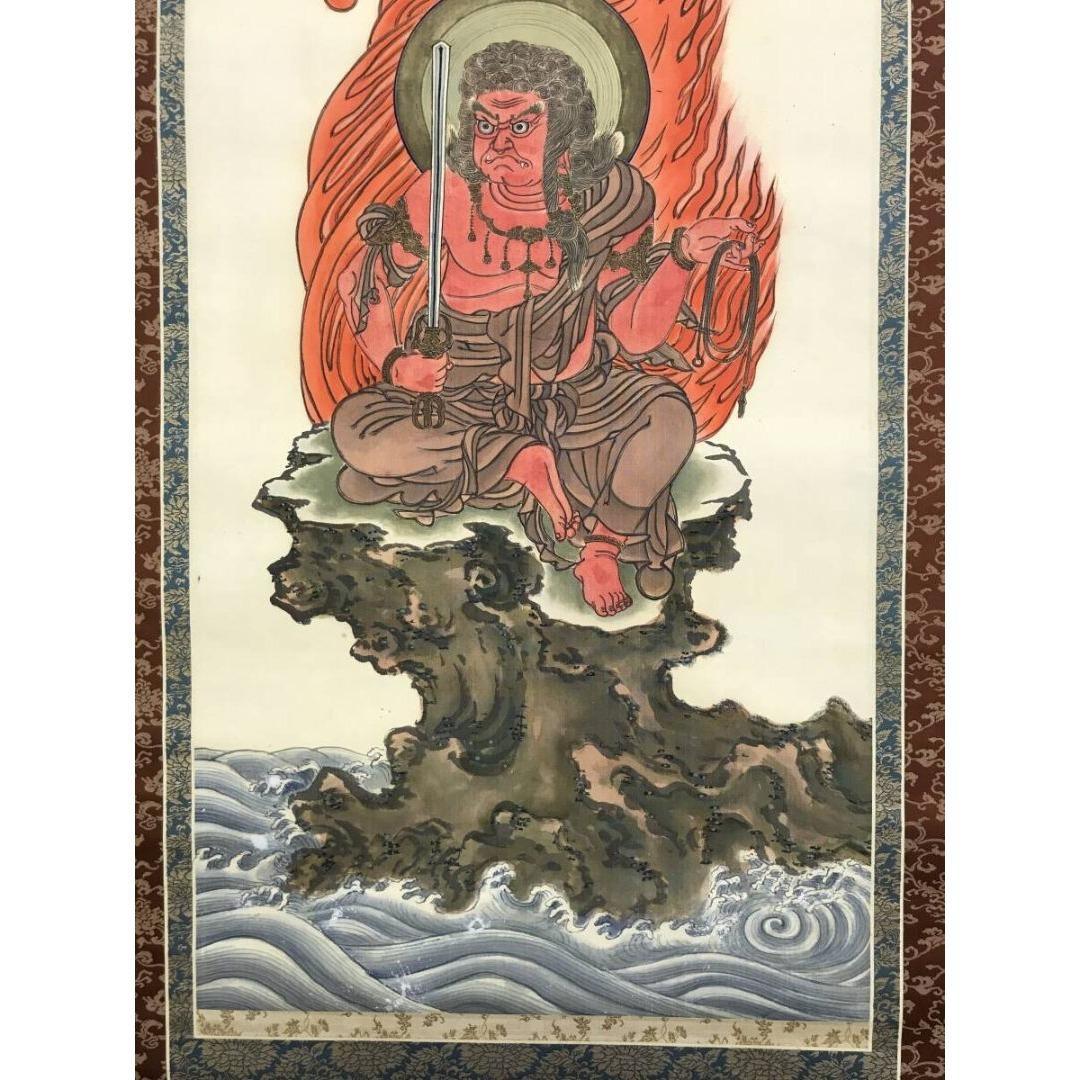 真作/作者不詳/不動明王/仏掛軸/掛軸☆宝船☆AK-228