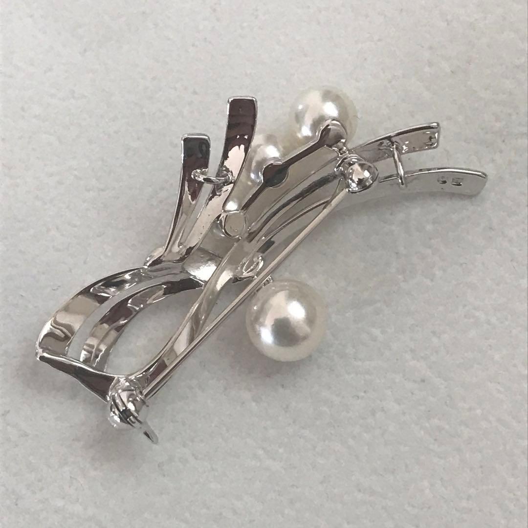 本日限定お値下げ【揺れるパール♡】ミキモト SVリボンモチーフ パール ブローチ