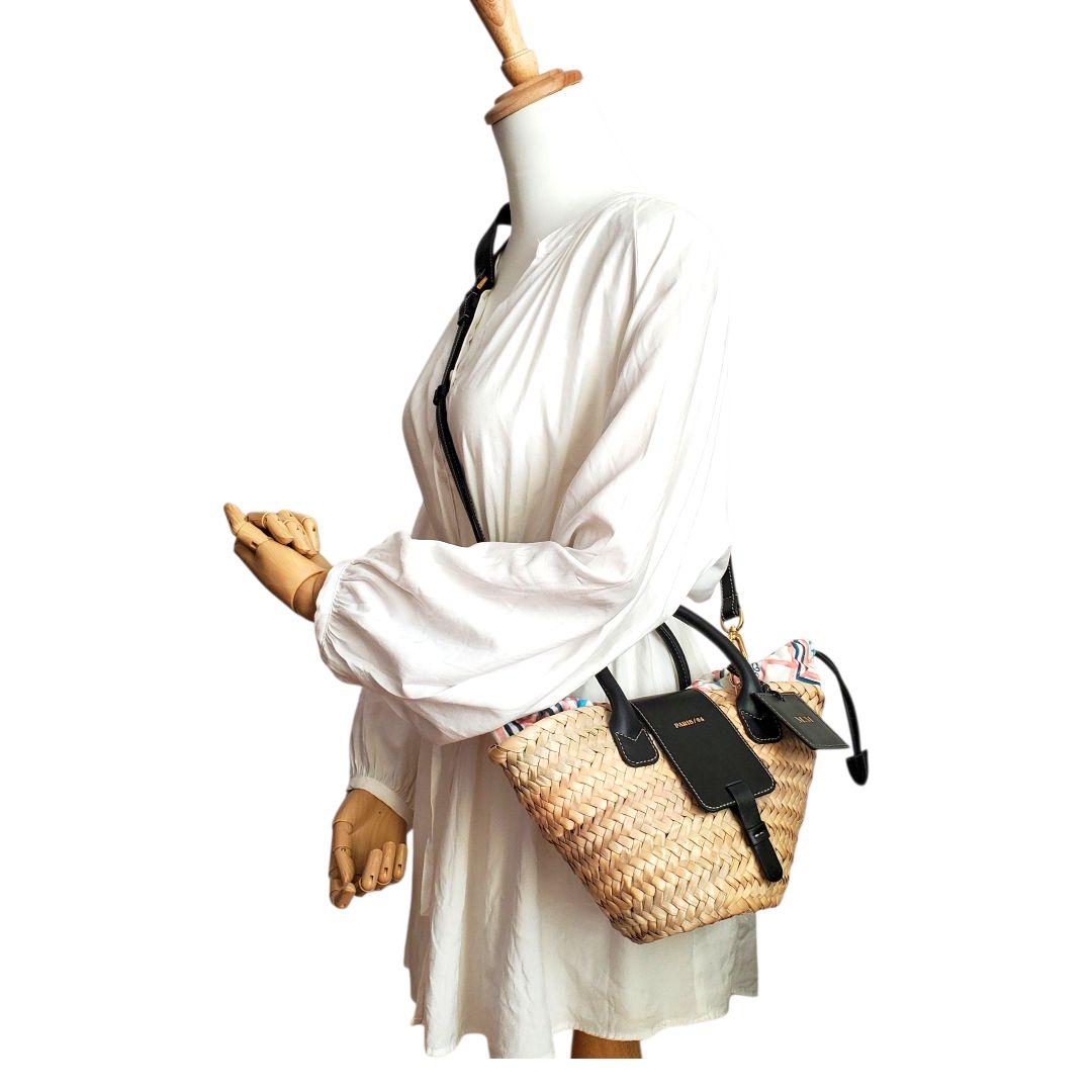 美品 PARIS/64 かごバック 2way ショルダー 本革 編み込み