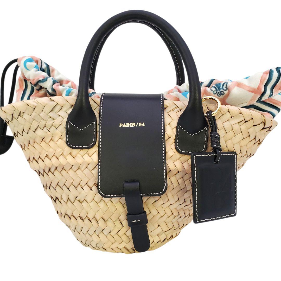美品 PARIS/64 かごバック 2way ショルダー 本革 編み込み