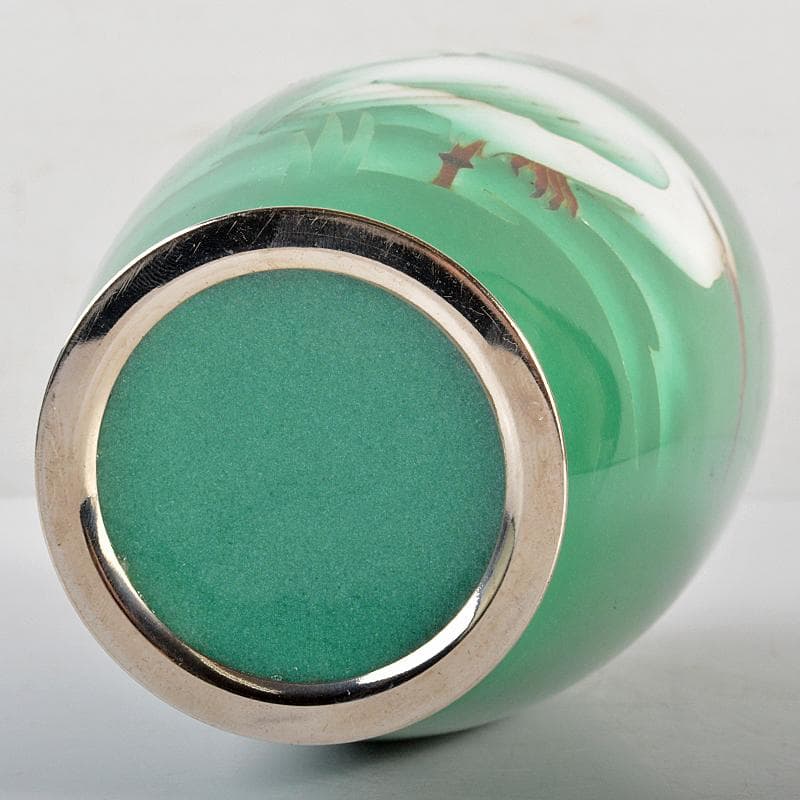 七宝焼　美術七宝焼　鳥文　花瓶　M　R7097