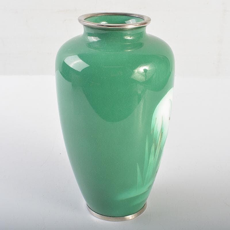 七宝焼　美術七宝焼　鳥文　花瓶　M　R7097