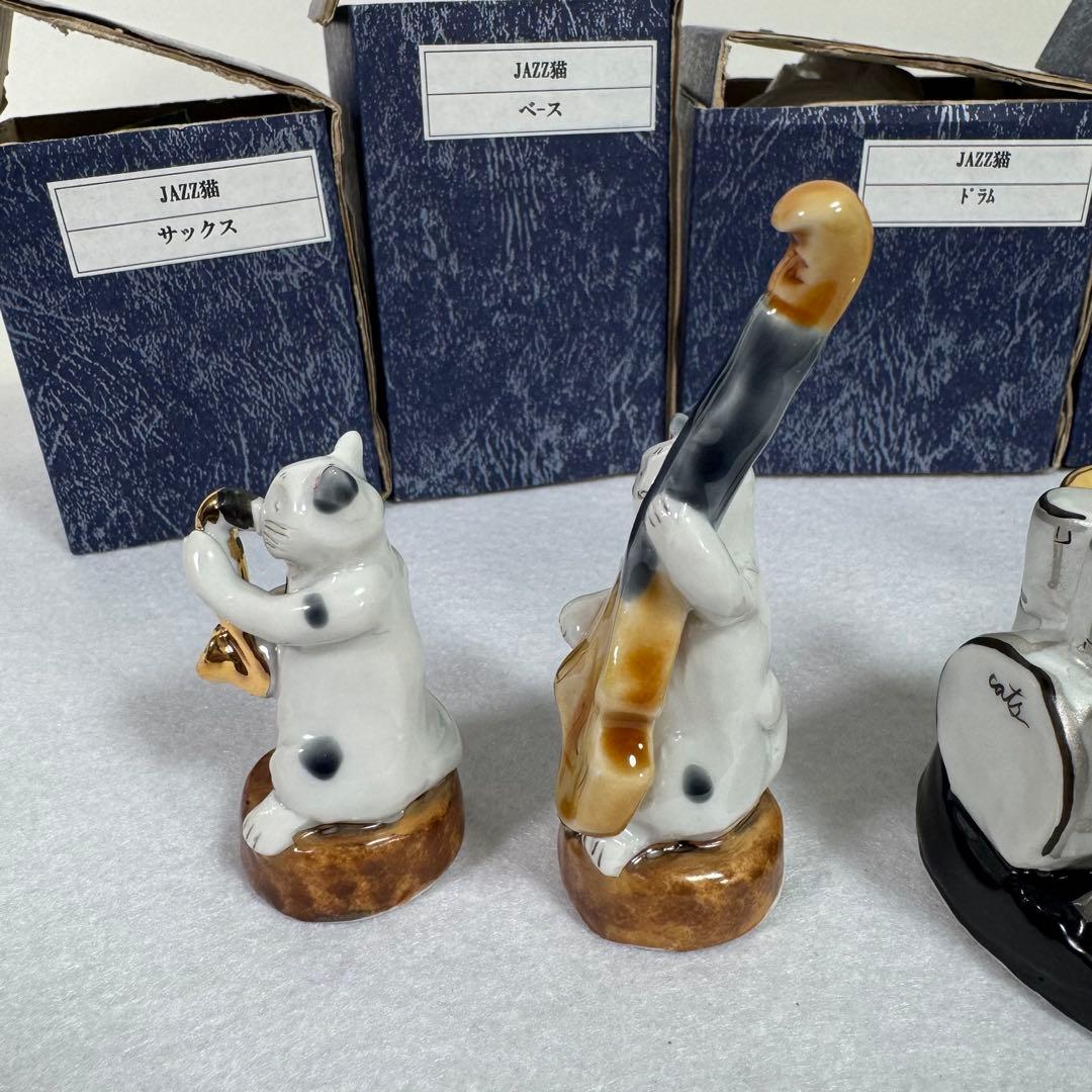 九谷焼　JAZZ ジャズ　ネコ　ピアノ　トランペット　サックス　ギター　ベース