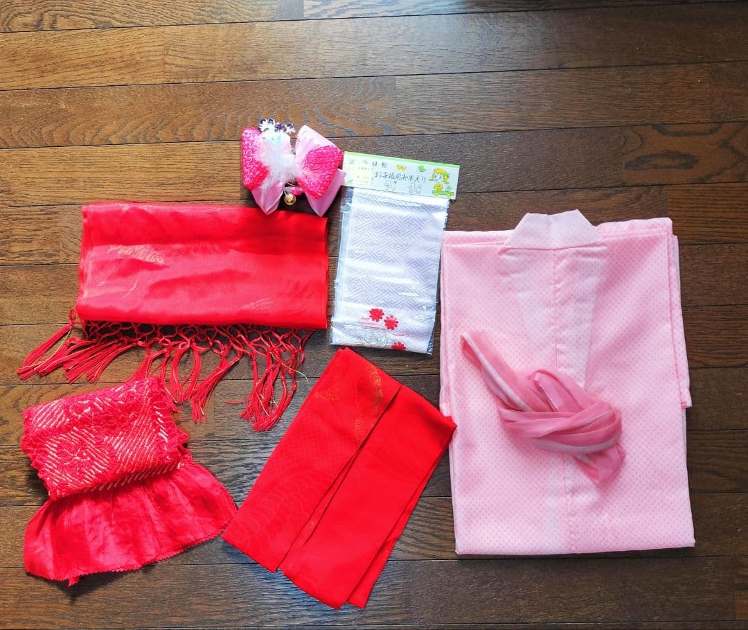 値下げ交渉可 七五三 アンティーク着物 フルセット 小物付き　正絹　7歳