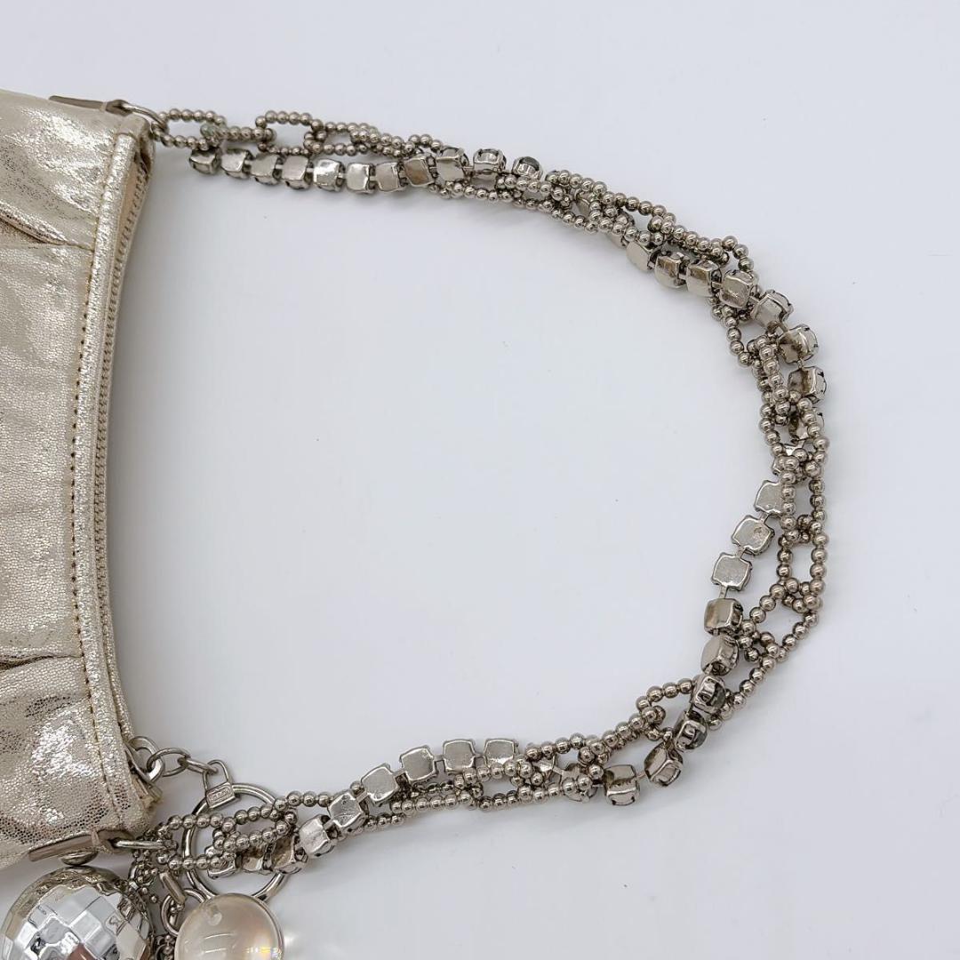 COACH コーチ アクセサリーポーチ ワンショルダー ビジューチェーン ラメ