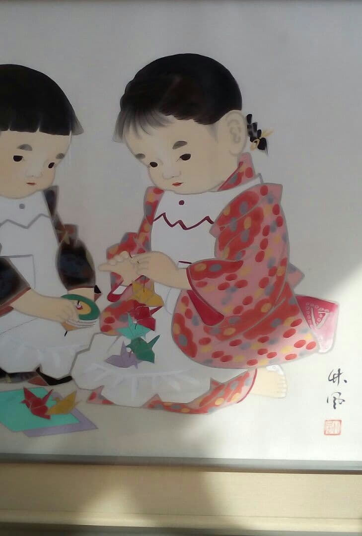 日本画　子供　金丸竹風