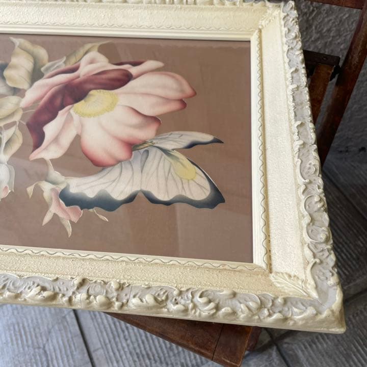 50's 希少 ターナー社アメリカアンティーク蝶＆花の壁掛け インテリアUSA