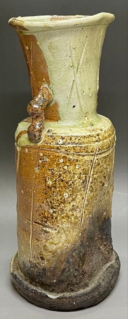 伊賀焼　古伊賀　耳付花入　即中斎書付　割銘　d077