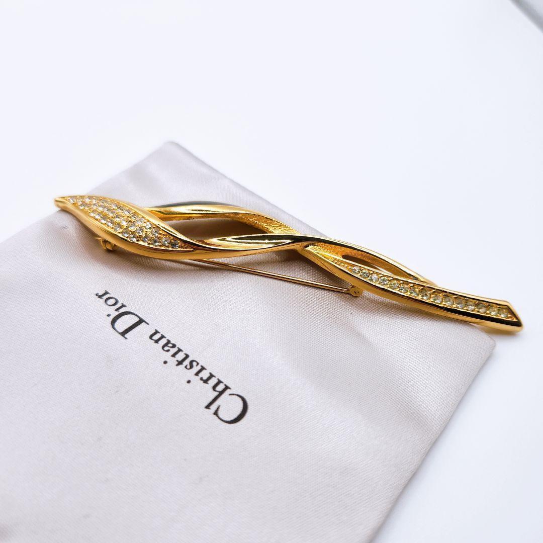 1824　極美品✨Dior　ブローチ　バイカラー　黒　金　CD　ロゴ　希少　刻印