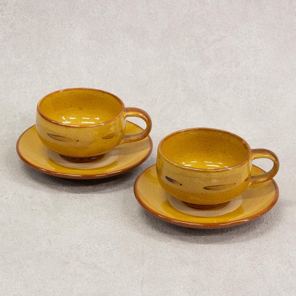 布志名焼 湯町窯 民芸 スープカップ ペア スリップウェア（検:船木研児）