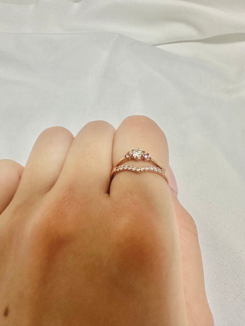 4℃ ヨンドシー　ピンクゴールド 重ね付けリング ダイヤモンド　指輪　13号