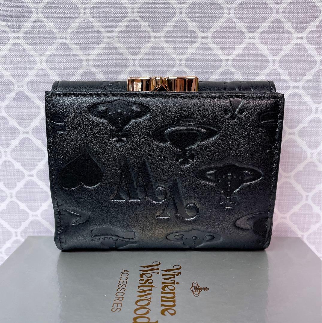 【最新❤︎新品】ヴィヴィアン・ウエストウッド　三折財布 ブラック マット