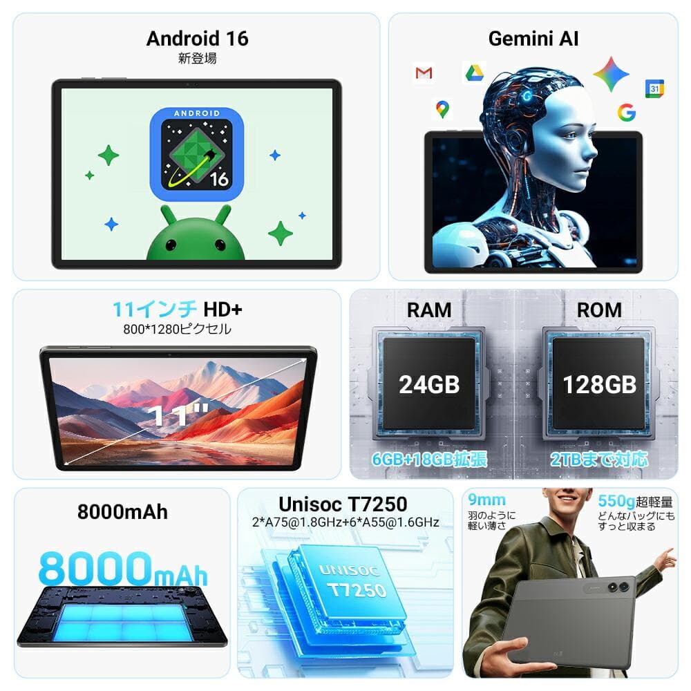 大特価✨Android16 タブレット本体　11インチ　128GB 8コア
