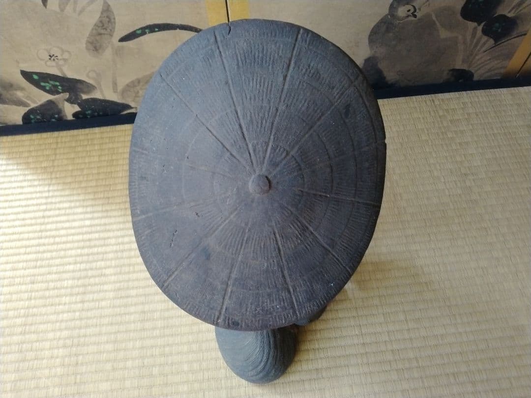 古格あるすまし顔なタヌキ　骨董　信楽焼　京焼　茶道具　置物　開運　縁起物