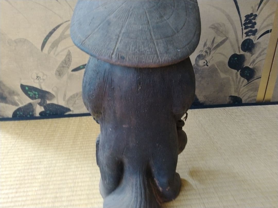 古格あるすまし顔なタヌキ　骨董　信楽焼　京焼　茶道具　置物　開運　縁起物