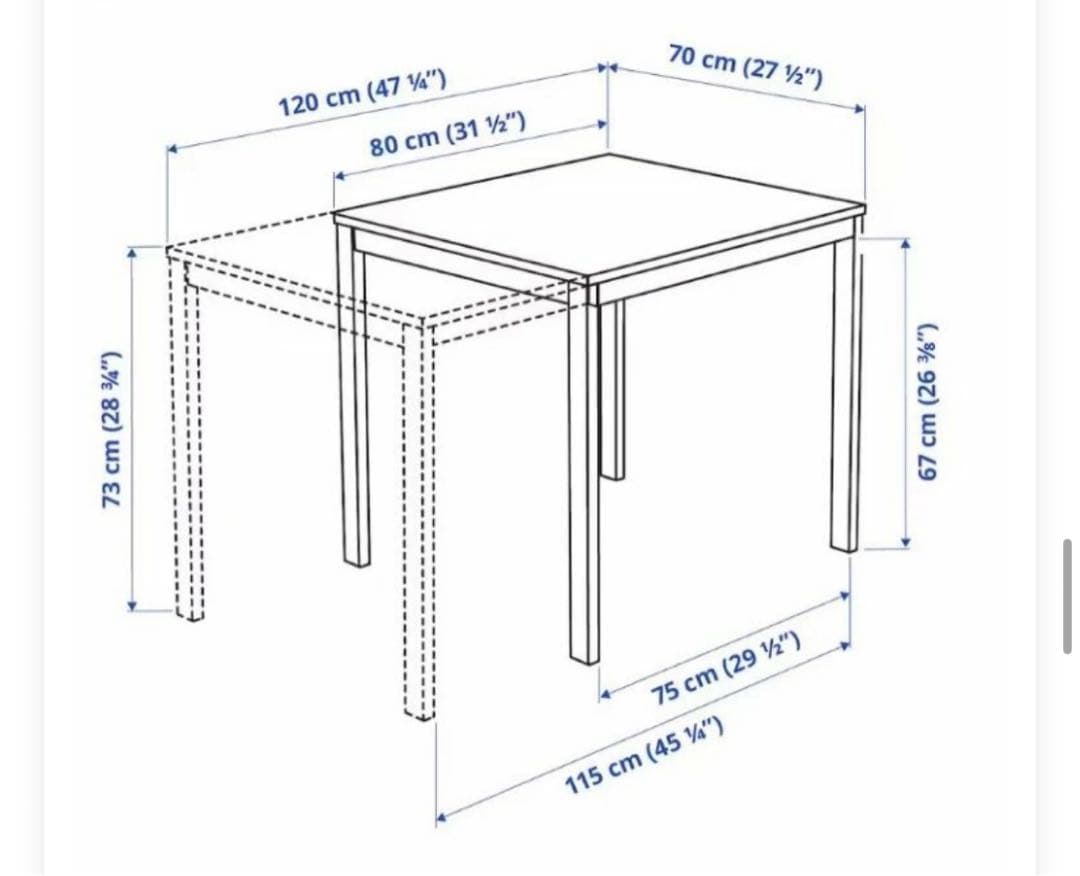 ブラック木製伸長式ダイニングテーブル